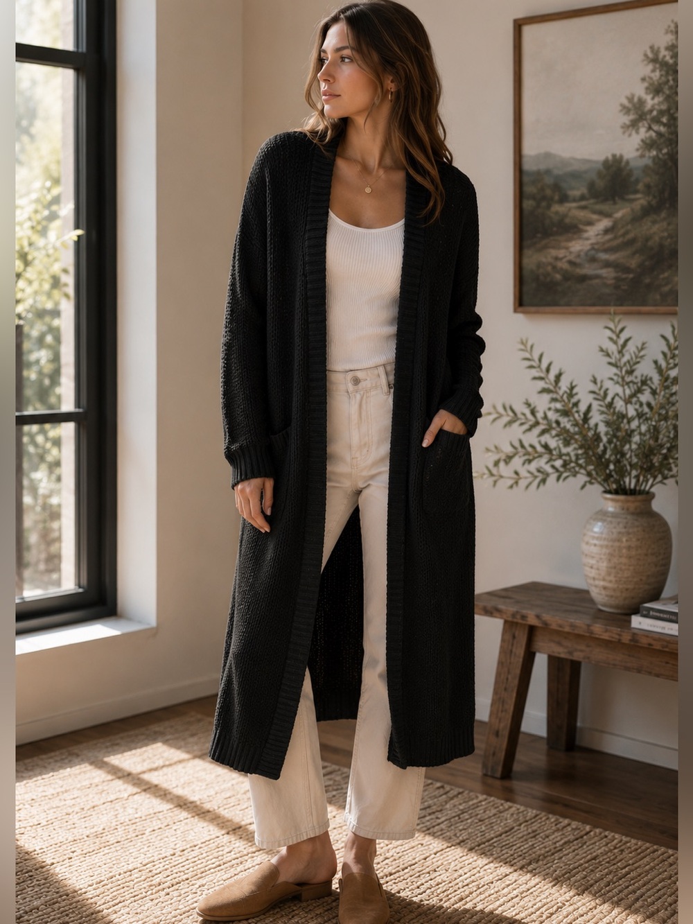 Simply Vera Wang Black Knit Cardigan